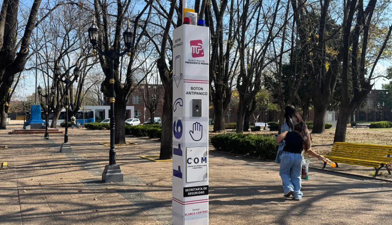 Nuevos tótems con botón antipánico y cámaras refuerzan la vigilancia en Presidente Perón